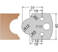 Нож мультисистема HSS книжная полка R12 40x20x4 мм Dimar 3301840