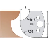 Нож мультисистема HSS галтель R25 радиус R18 50x20x4 мм Dimar 3304950
