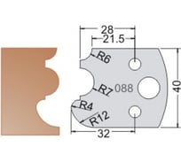 Нож мультисистема HSS профиль карниз с галтелью R7 40x20x4 мм Dimar 3308840