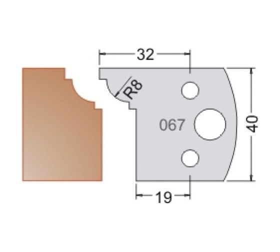 Нож мультисистема HSS фаска ампир R8 40x20x4 мм Dimar 3306740 1