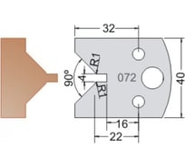 Нож мультисистема HSS шип паз с конусом контрпрофиль 45гр. 40x20x4 мм Dimar 3307240
