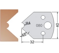 Нож мультисистема HSS книжная полка галтель R4 40x20x4 мм Dimar 3308040