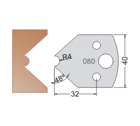 Нож мультисистема HSS книжная полка галтель R4 40x20x4 мм Dimar 3308040 1