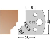 Нож мультисистема HSS профиль ампир R6 40x20x4 мм Dimar 3301940