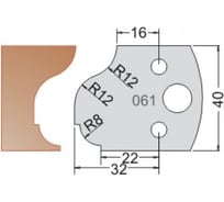 Нож мультисистема HSS мультипрофиль карниз R8 40x20x4 мм Dimar 3306140