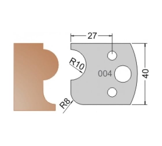 Нож мультисистема HSS галтель R8 полуштап R10 40x20x4 мм Dimar 3300440 1