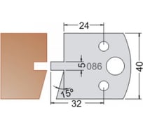 Нож мультисистема HSS шип-паз невидимый стык контрпрофиль 15гр. 40x20x4 мм Dimar 3308640