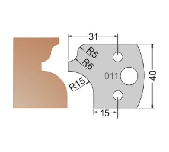Нож мультисистема HSS галтель R15 и римский профиль, 40x20x4 мм Dimar 3301140 1