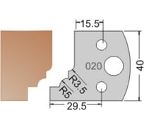 Нож мультисистема HSS профиль барокко R5 40x20x4 мм Dimar 3302040