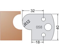 Нож мультисистема HSS полуштап R12 40x20x4 мм Dimar 3305840