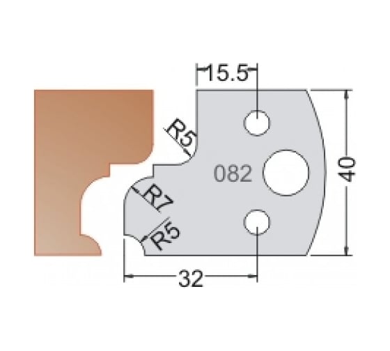 Нож мультисистема HSS профиль классика с галтелью R7 40x20x4 мм Dimar 3308240 1