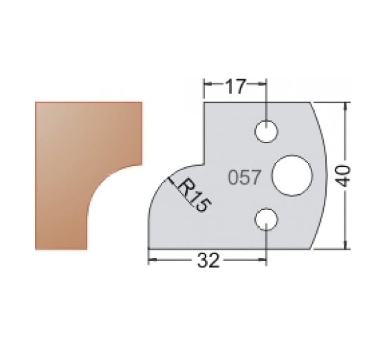 Нож мультисистема HSS галтель и прямой R15 40x20x4 мм Dimar 3305740 1