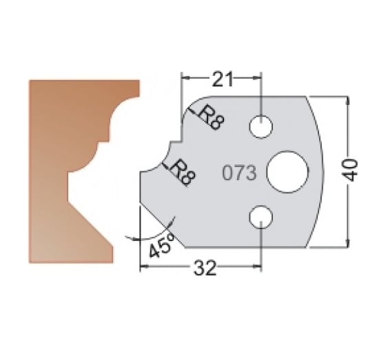 Нож мультисистема HSS мультипрофиль карниз R8 40x20x4 мм Dimar 3307340 1