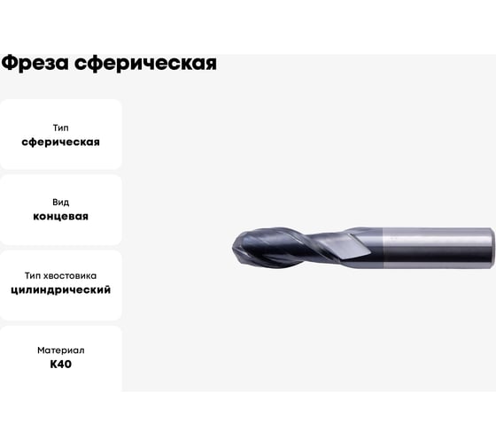 Фреза сферическая 1.0x4х4x50 мм, 2F, HRC50, ALCRN, ц/х, к40, цельная PANDA CNC mf80202