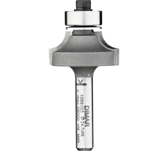 Фреза фаска радиусная R6 24.7x12х51.5 мм, подшипник, хвостовик 6 мм Dimar 1099103 1