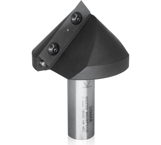 Фреза V паз 90 гр. 66x33 мм, L97, Z1, сменные ножи, хвостовик 20 мм Dimar 8053750