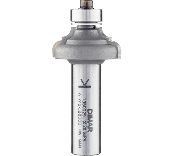 Фреза фаска ампир R 28.6x12.7х62 мм, подшипник, хвостовик 12 мм Dimar 1350029 1