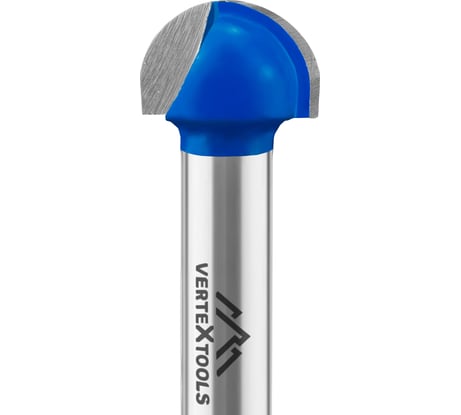 Фреза пазовая галтельная хв-к 8 мм, d-16 мм, h-10 мм, r-8 мм, l-45 мм vertextools 3502-081016