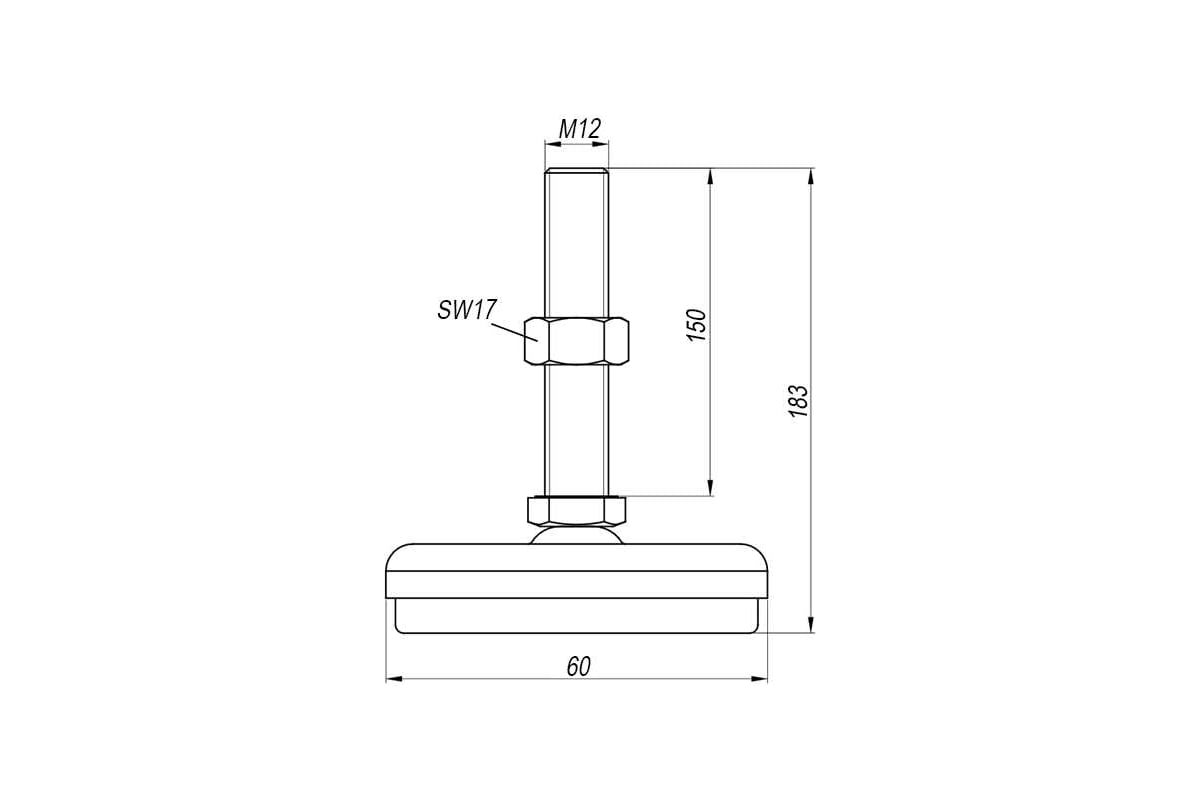 Опора виброизолирующая 60 мм, М12, 300 кг EMES IA601215 - выгодная цена ...