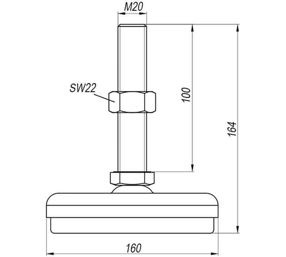 Опора виброизолирующая 160 мм, М20, 1200 кг EMES IA162010