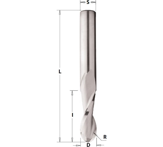 Фреза сферическая ITA TOOLS VHM D=S=16 I=55 L=110 RH Z2 199.16.055.110.16R 06-1020