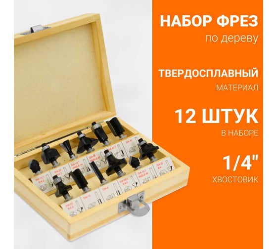 Набор фрез по дереву 12 предметов Wokin 1352957
