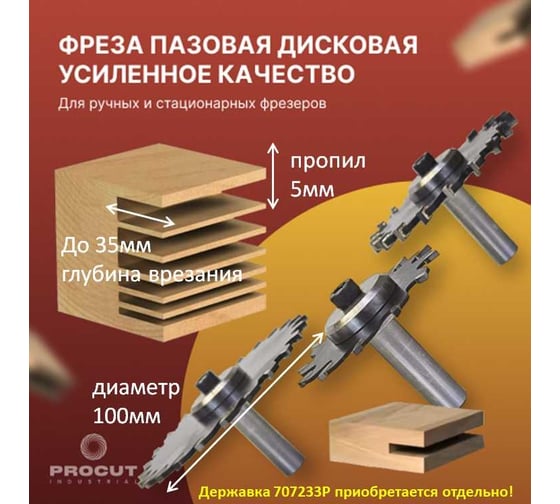 Диск режущий сменный (крепление гайкой) Z=24, D=100 мм, i=5 мм, B=20 PROCUT 707201P