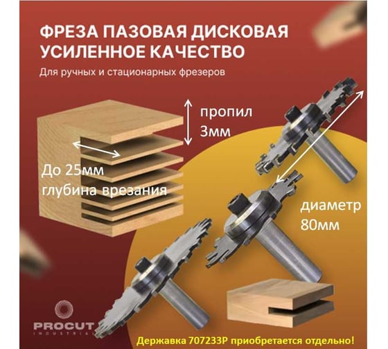 Диск режущий сменный (крепление гайкой) Z=18, D=80 мм, i=3 мм, B=20 PROCUT 707283P