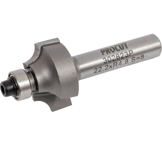 Фреза радиусная с полками (калевка) по древесине, фанере R=4.8 мм, D=22.2x12.7x54 мм, S=8 мм PROCUT 302823P 1