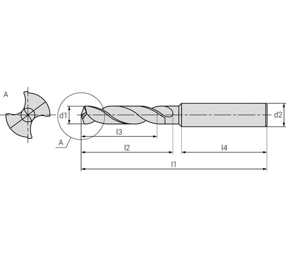 Сверло по металлу D1-5a-1390 13.9х77х124 мм, хв-к 14 мм АКСИС 00001632614