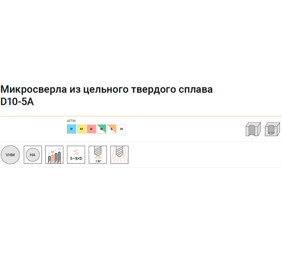 Сверло по металлу D10-5a-0255 AlTiN 2.55х16х45 мм, хв-к 3 мм АКСИС 00001801531