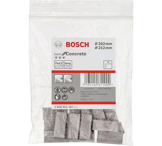 Набор сегментов алмазных 14 шт для коронок диаметром 202, 212 мм Bosch 2608601397
