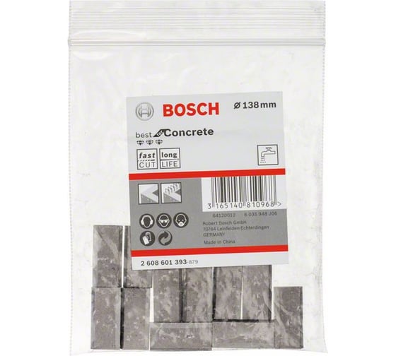 Сегменты для алмазных коронок 138 мм, 11 шт. в полиэтиленовом пакете Bosch 2608601393
