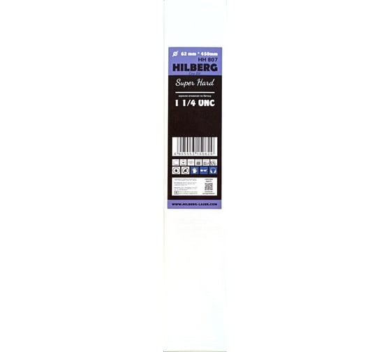Коронка алмазная Super Hard 62x450 мм, 1 1/4 UNC Hilberg HH807