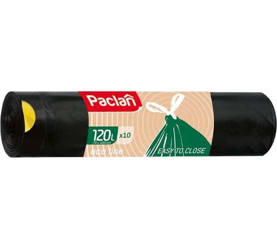 Мешки для мусора ECO LINE с завязками, 120 л, 10 шт Paclan 5900942133796 1