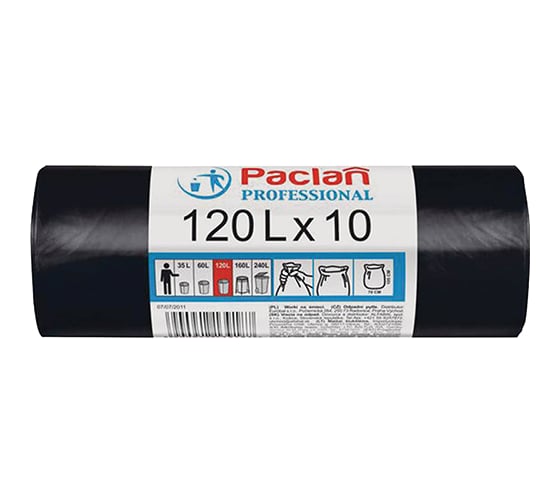 Мешки для мусора Paclan Professional 120 л 70x105 см черные ПНД 12.8 мкм 10 шт.