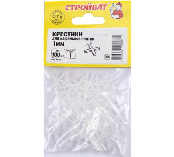 Крестик для кафельной плитки без покрытия (100 шт; 1 мм) Стройбат 356490