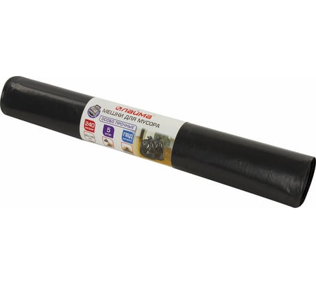 Мешки (5 шт; 240 л; 90х140 см; 80мкм; ПВД; черные; особо прочные) для мусора ЛАЙМА 605339