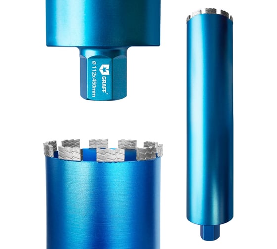 Коронка алмазная 112x12х450 мм, 1 1/4", по армированному бетону GRAFF 1111212