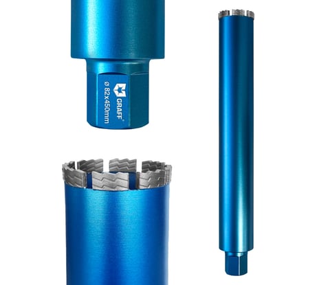 Коронка алмазная 82x12х450 мм, 1 1/4", по армированному бетону GRAFF 118212