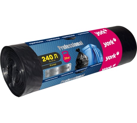 Мешок строительный прочный (10 шт; 240 л; 45 мкм) YORK 090920