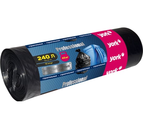 Мешок строительный экстрапрочный (10 шт; 240 л; 60 мкм) YORK 090070