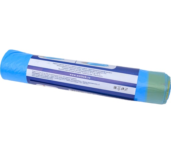 Мешки для мусора Unibob с Завязками 120 л Голубые Рулон 10 шт 215029 0481-003X