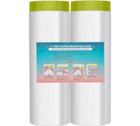 Пленка укрывная с малярной лентой статическая LLP International Group 20 м, 4000 мм, 2шт. / защитная пленка для ремонта и покраски MFTG4020