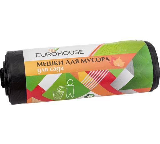 Мешки для мусора для сада (10 шт; 120 л; 40 мкм; 65х100 см; ПВД) EUROHOUSE 5123