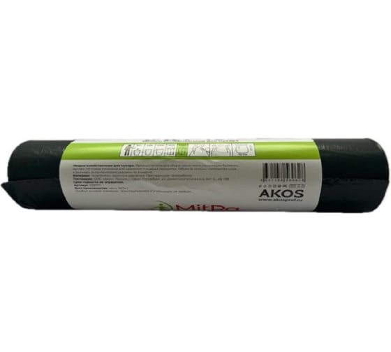 Мешки для мусора MitRA 240л, 112x140см 10шт. 30мкм (ПВД) (чер.) 1338717
