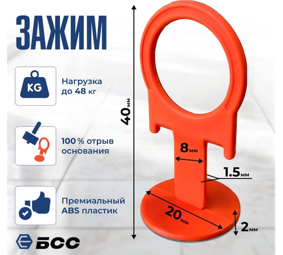 Система выравнивания плитки БСС (СВП) кольцо 1.5 мм, зажим 200шт, клинья 100шт 4678596147018