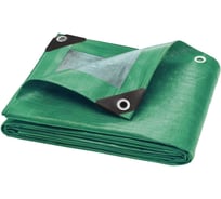 Тент (полог) ЯрПолог тарпаулин 120, 10x12 м, с люверсами, цвет зеленый/серебро tarp_10x12_krepl_120gr