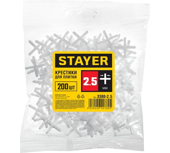Крестики для кафеля 200 шт. (2.5 мм) Stayer 3380-2.5