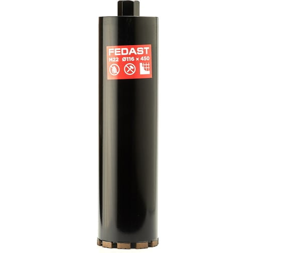 Коронка алмазная для сухого сверления Fedast (116x450 мм, M22) FDDCD116450